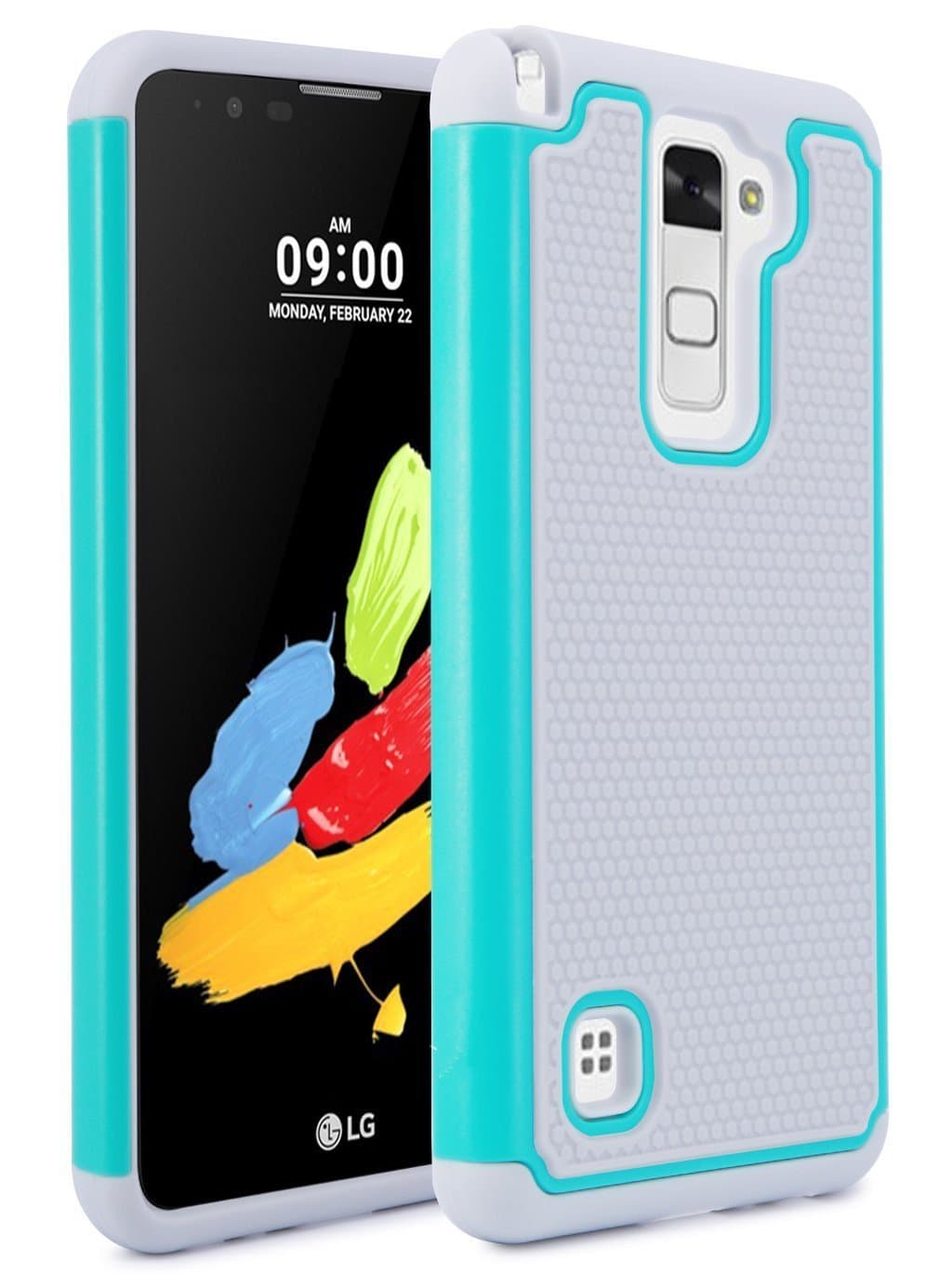 LG Stylo 2 Case, LG LS775 Case, NOKEA [Shock Absorption] Drop Protection Hybrid Dual Layer Armor Defender Protective Case Cover for LG Stylo 2 (Grey Teal)