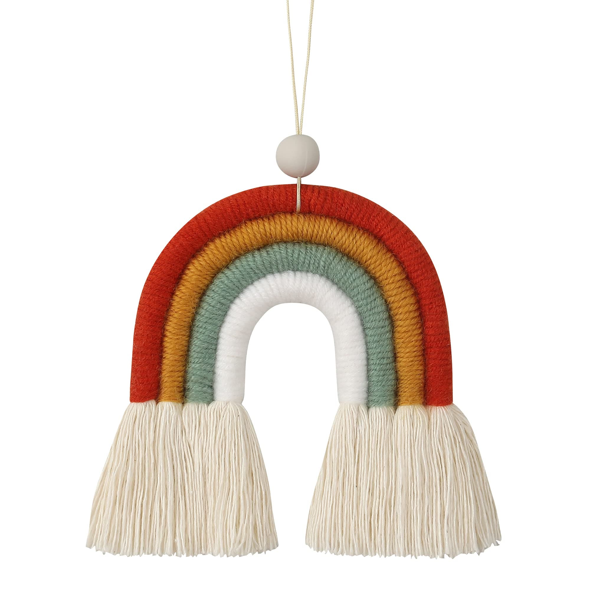 BOHO GARDENMacrame Bohemian Rainbow Charm - Essential Oil Diffuser for Cars, Baby Nursery, Children’s Bedroom & Home Decor- Colorful Decorative Hanging Air Freshener & Accessories - 3.5x4 - Sunset