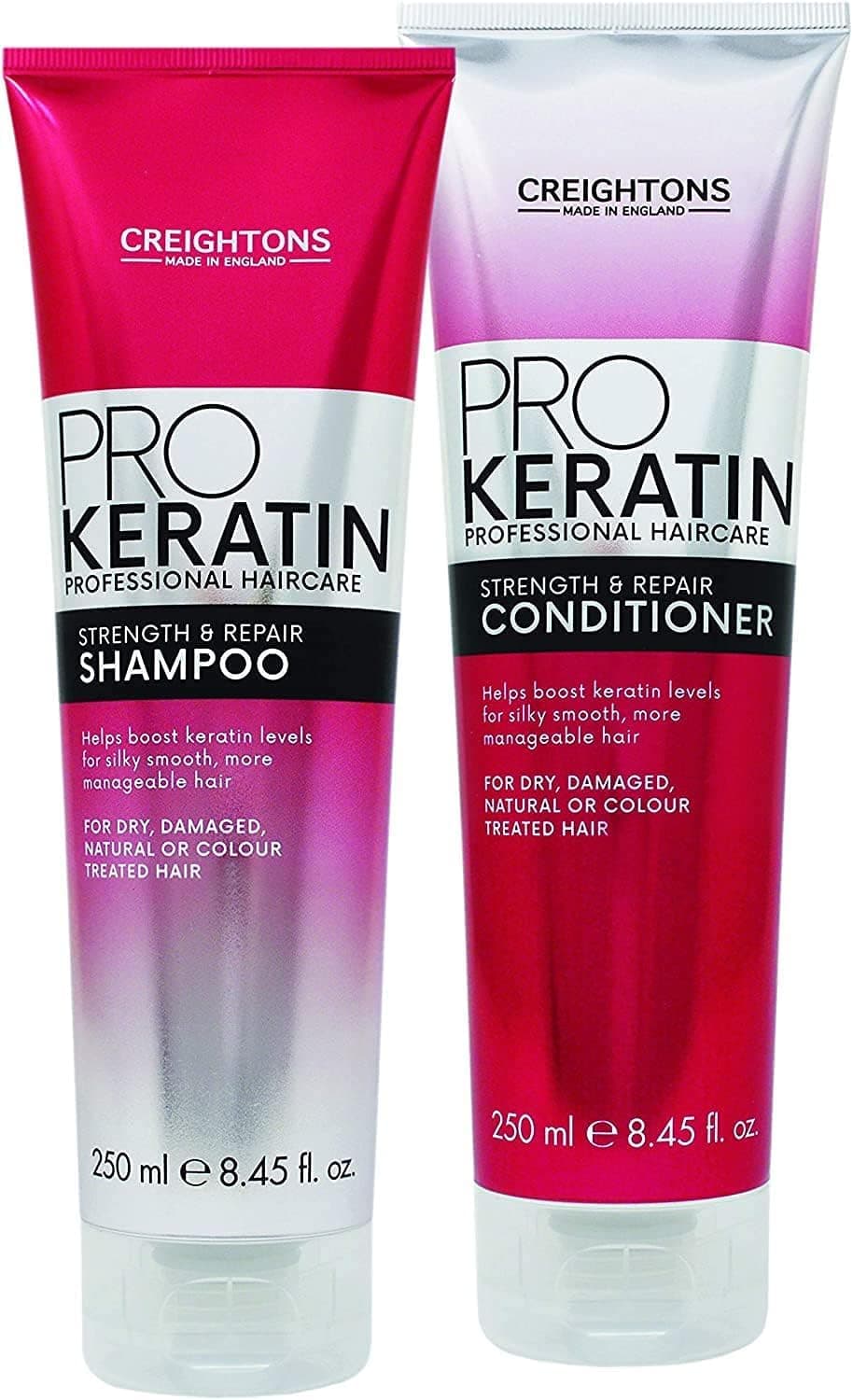 Creightons Keratin Pro Shampoo & Conditioner Set - 2 x 250 ml Bundle for Professional Haircare - Smooth & Strengthen Your Hair - Bundled by Black Nore Gifts