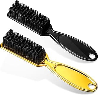 Patelai 2 Pcs Barber Blade Cleaning Brush for Clipper Cleaning Nail Cleaner Styling Brush for Fades Tapers Trimmer Manicure Salon(Black, Gold)