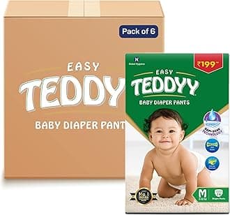 TEDDYY Easy Baby M Size Diaper Pant Style | 84 Count (Medium) | 7–12 kg (Pack of 2) | Long Protection Hours | Anti-Bacterial | Airy Breathable Fit | Rapid Soaker Channels with Wetness Indicator