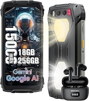 Blackview BV7300 Rugged Phone, 15000mAh/45W, Dual 800LM Camping Light, Night Vision Camera, 18GB+256GB/2TB Rugged Smartphone Unlocked Gemini AI, 50MP+32MP+20MP, 6.67" 90Hz, Android 14/Glove Mode/NFC