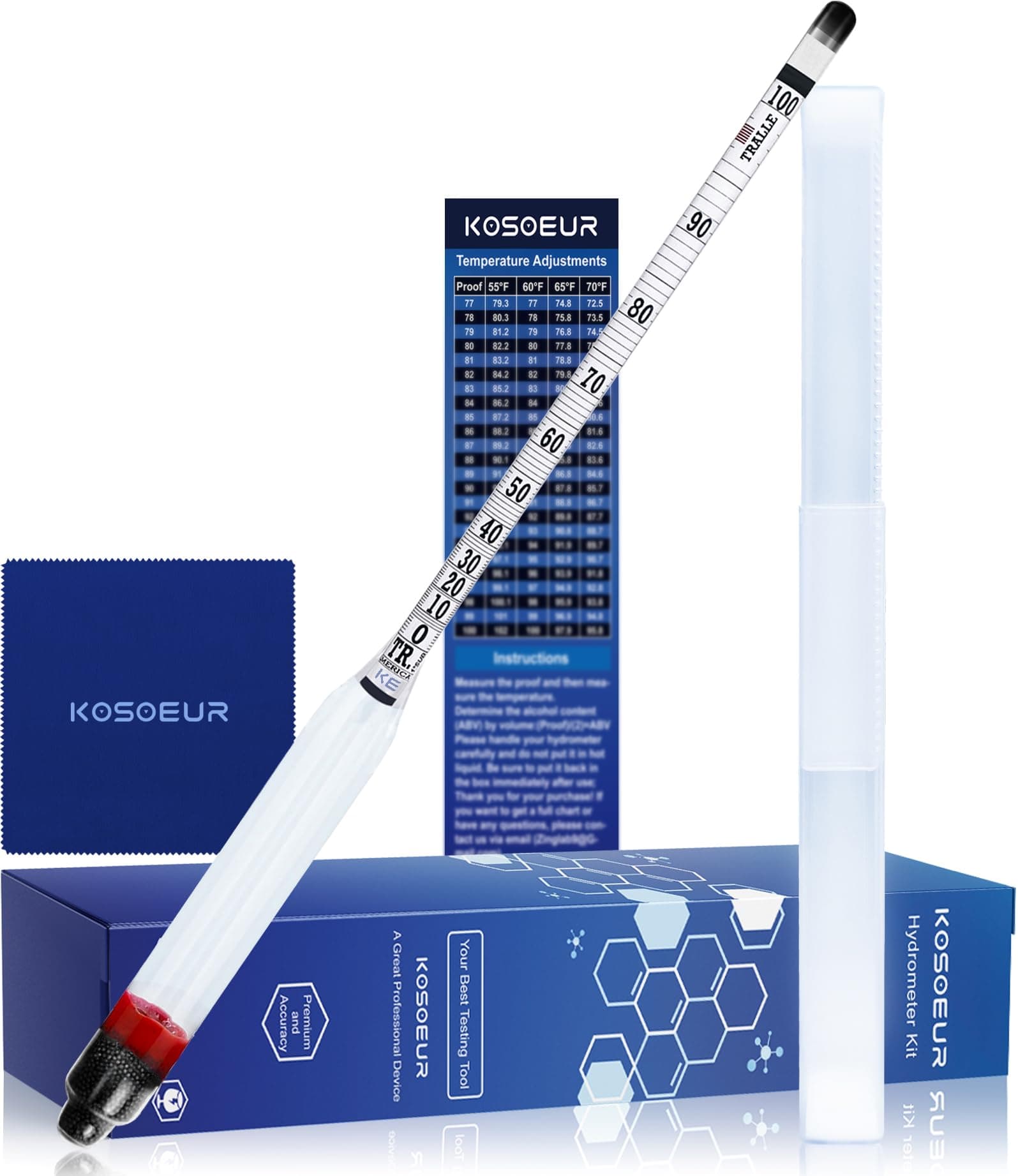 Hydrometer Alcohol 0-200 Proof, Accurate Hydrometer Alcohol Meter, Alcohol Tester for Liquor, Abv Tester Alcohol Proof Tester, Alcohol Hydrometer for Moonshine, Liquor, Spirits, Proofing, Distilling