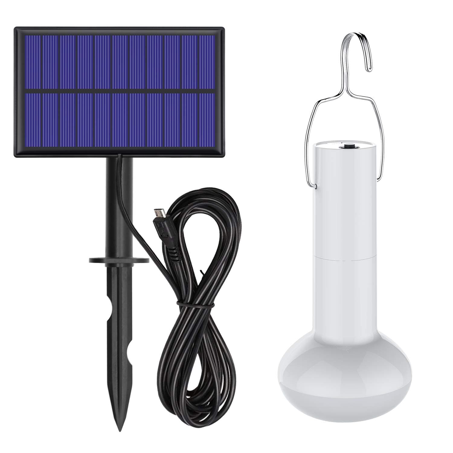 Solar Shed Lights, Jirvyuk Rechargeable Solar Powered LED Light Bulb Portable Hanging Lamp for Outdoor Garden Camping Tent Chicken House Emergency [Energy Class A++]