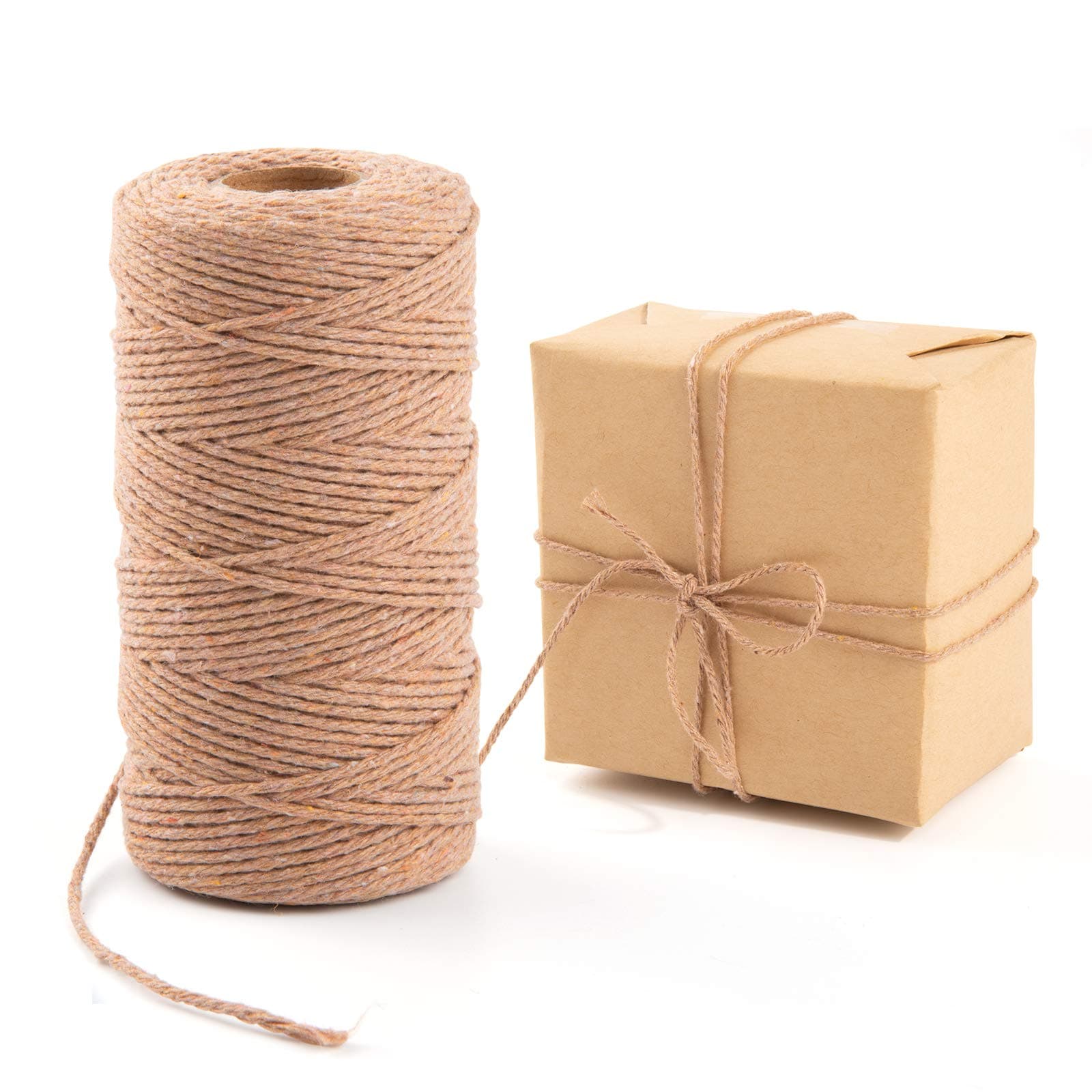 Natural Jute Twine, 328 Feet Twine String, Brown String Jute Rope for DIY Art Crafts, Gardening, Gift Wrapping, Packing Materials, Butcher Baking Cooking String, Wedding Decor Supply (Nature Brown)