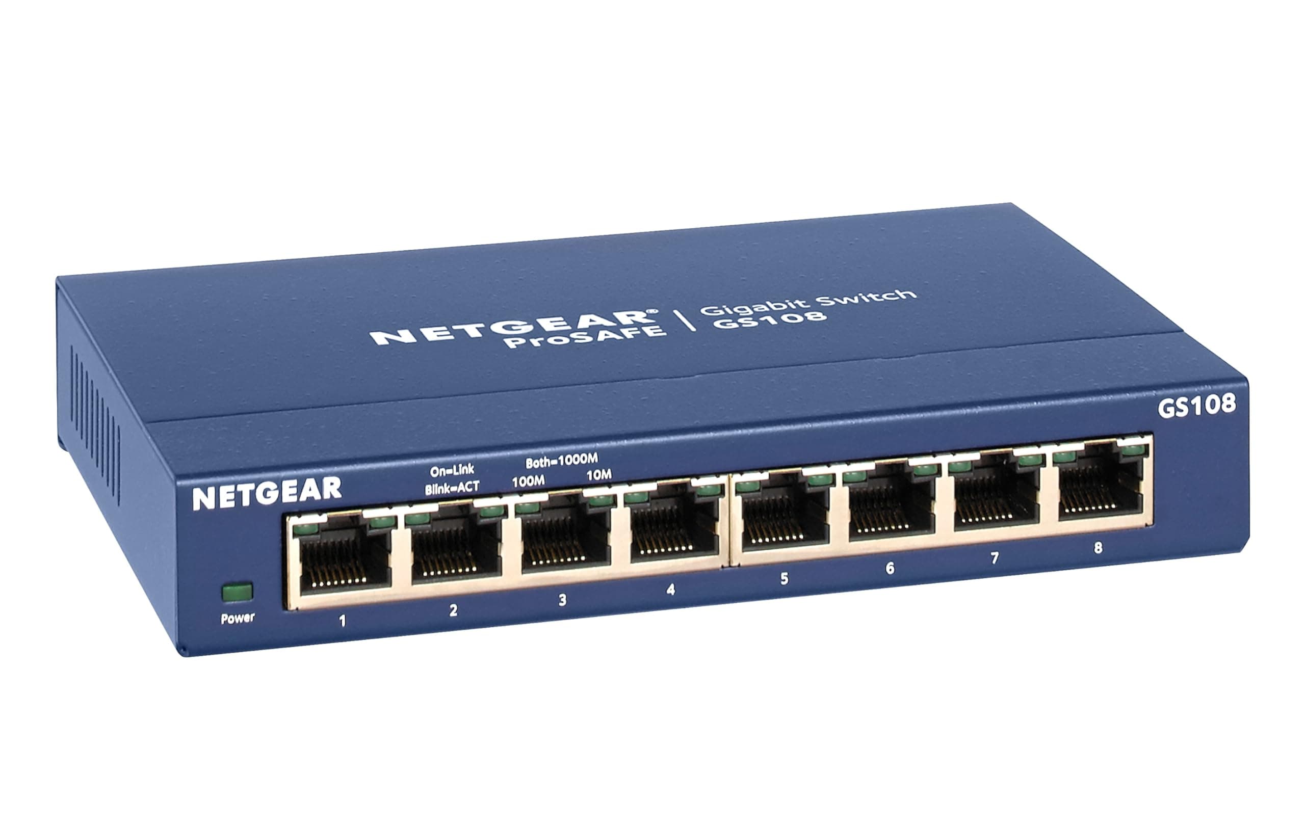 8-Port Gigabit Ethernet Unmanaged Switch (GS108) - Desktop or Wall Mount, and Limited Lifetime Protection