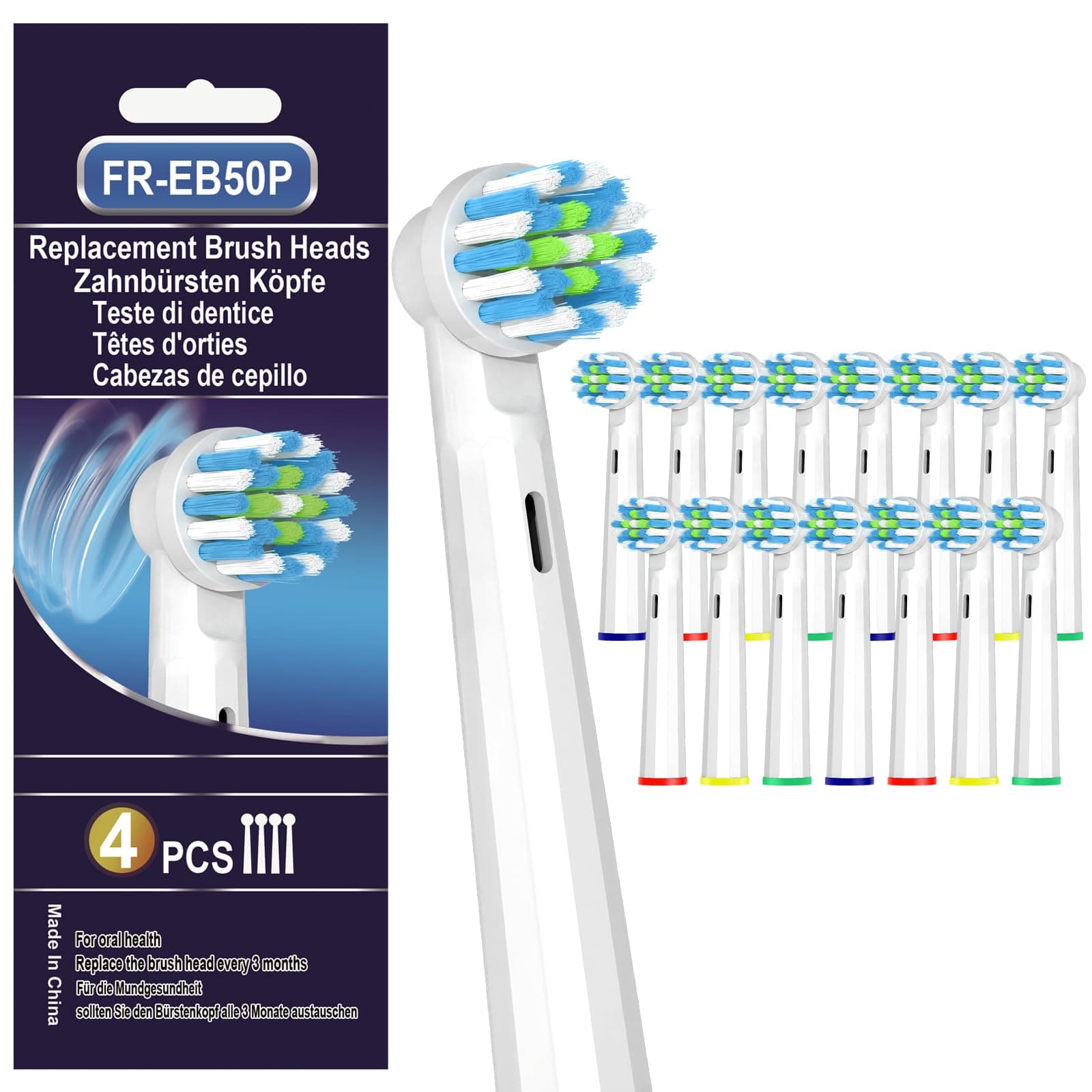 16 Pcs Replacement Toothbrush Heads Compatible with Braun Oral B Pro 1000/7000/9600/5000/8000, Precision Senesitive Brush Heads Refills for Genius X and Smart 1500 Electric Toothbrush (White)