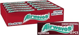 Chewing Gum Cherry Menthol, 30 Packs of 10 Pieces, Sugar Free Chewing Gum Bulk Pack with Menthol Freshness (300 pieces)
