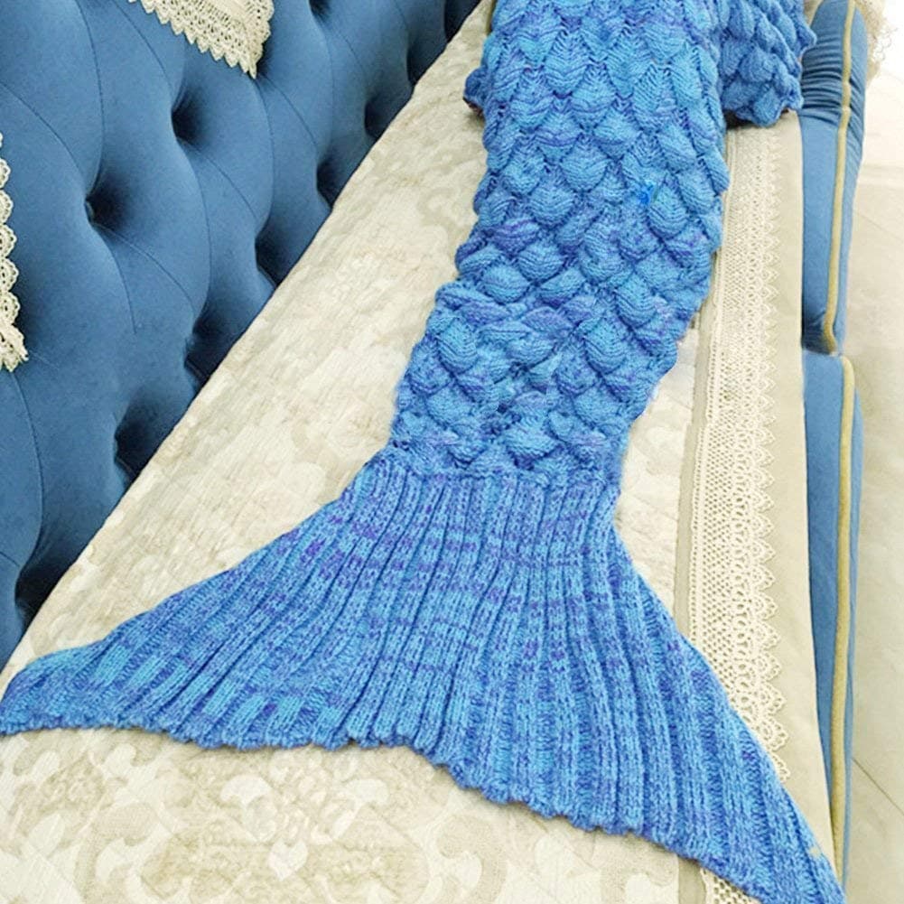 Mermaid Tail Blanket, Crochet Knitted Sleeping Bag Sofa Bedding Cozy Blankets for Girls Adults Kids All Season