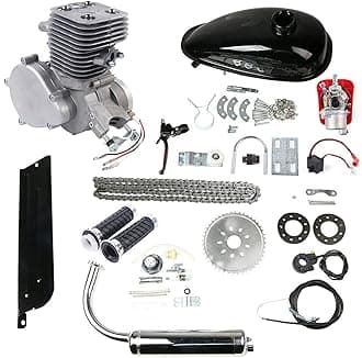 100cc Bicycle Engine Kit, 2-Stroke Gas Motor Bike Kit Air-Cooling Bicycle Motorized Full Set Super Fuel-efficient for Most 26" /28" Bikes Bicycle Scooter