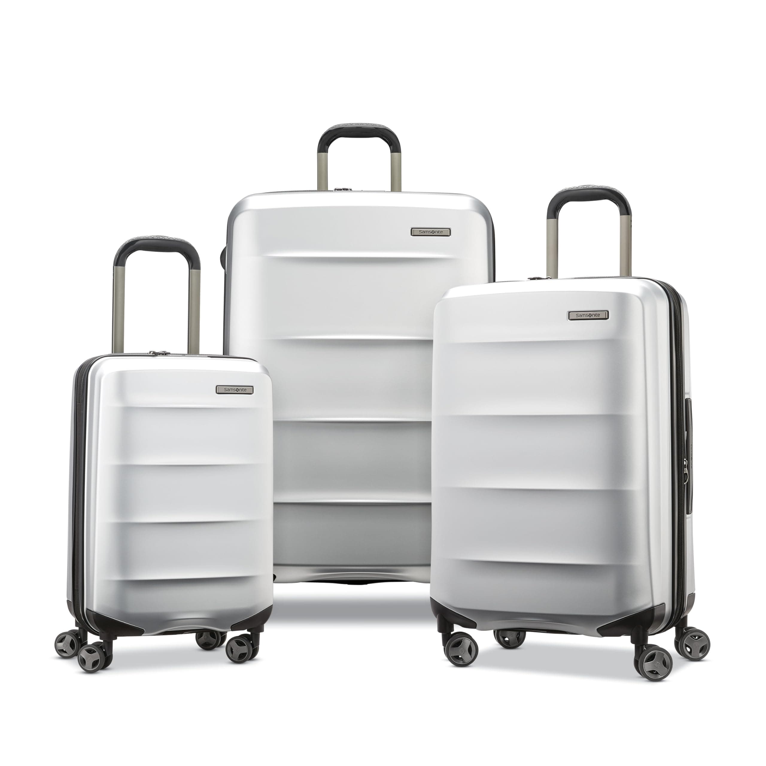 Octiv Lightweight Hardshell 3-Piece Luggage Set (20/24/28) - Durable & Impact Resistant, 360° Aero Trac Spinner Wheels, Adjustable Telescopic Handle, Expandable, TSA Approved Lock - Silver