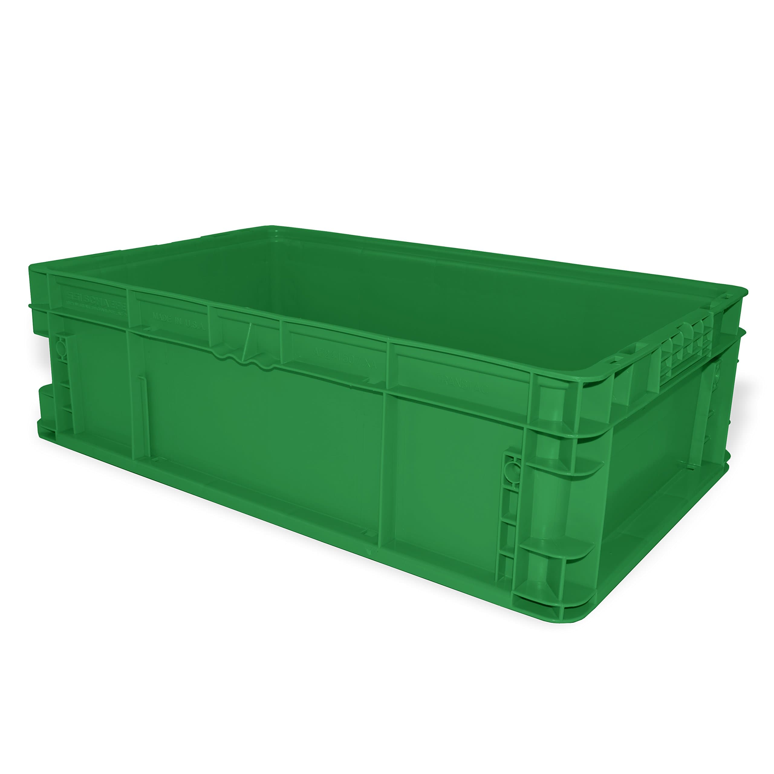 SSI SCHAEFER AF241507.XAGN1 Straight Wall Container, Polyethylene, Green, Capacity 55 lb, 24" Length x 15" Width x 7.5" Height