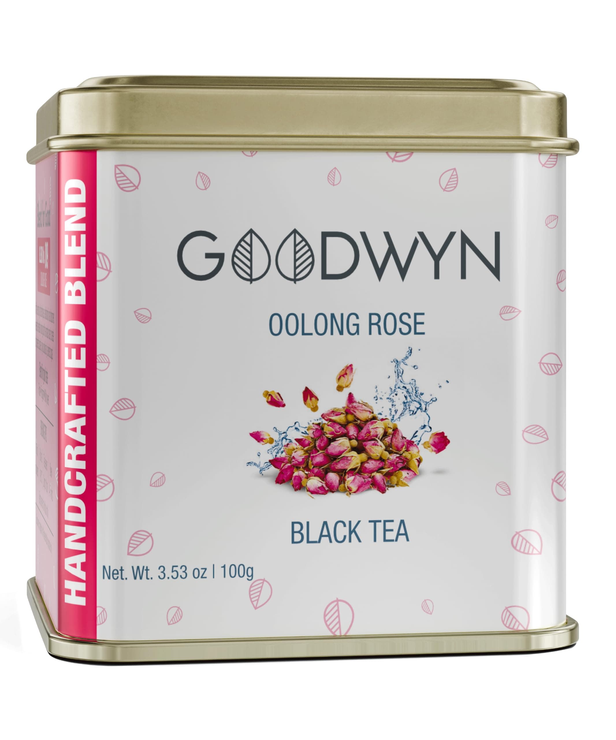 Goodwyn Oolong Rose Tea (100g) – Loose Leaf Assam Tea with Real Rose Petals | Caffeine-Free | Supports Digestion, Relaxation & Skin Health | Export Quality | Trusted by 1000+ Hotels | Reusable Tin Can