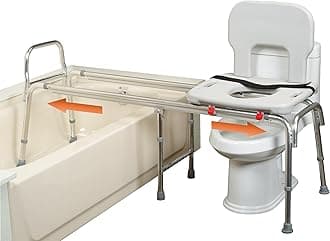 Toilet-to-Tub Transfer Bench with Cut Out Seat, FSA/HSA Eligible Sliding Shower Chair for Elderly and Disabled, Height Adjustable Shower Seats for Adults Inside Shower, 77963