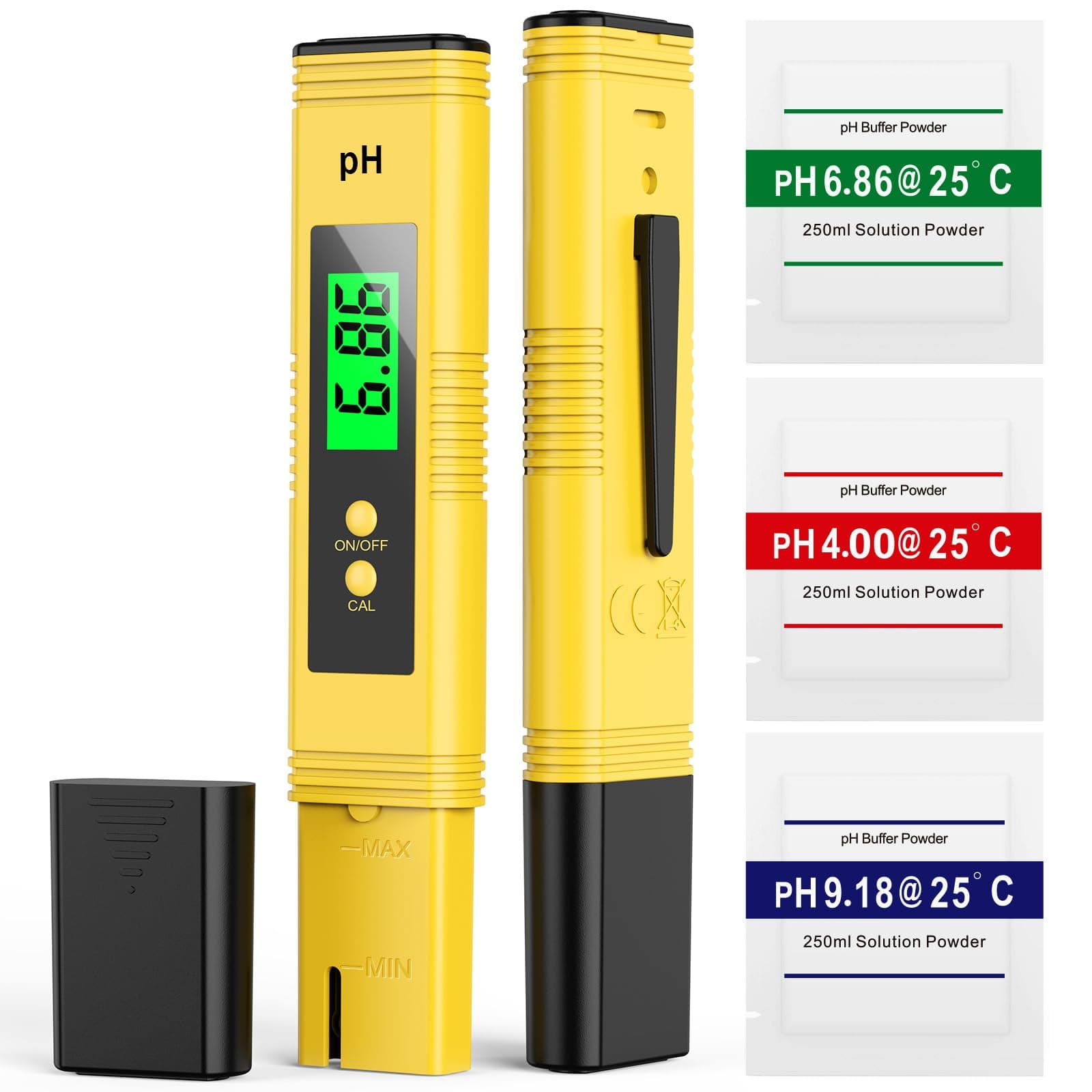 All-New 2024 pH Meter for Water - High Accuracy Digital pH Tester (Accuracy 0.01) UL Listed and 3 pH Calibration Powder, Ideal for Home Water, Hydroponics,