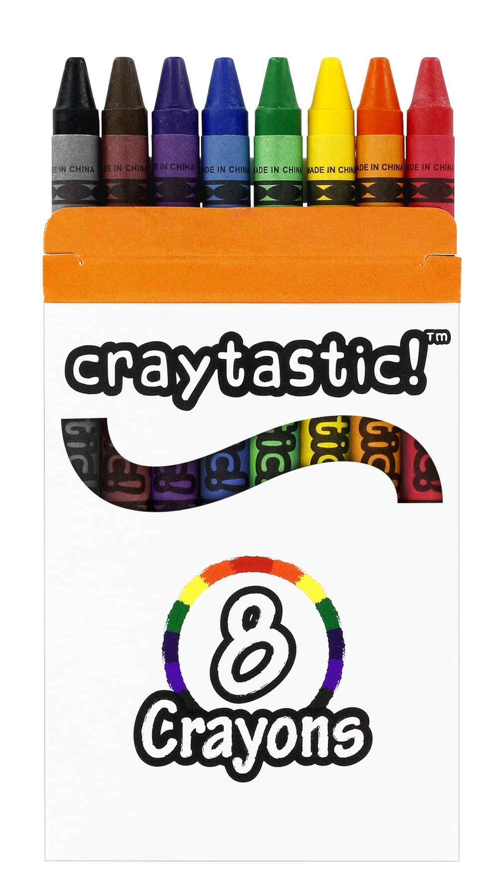 Craytastic! Bulk Crayons, 30 Individual Boxes of 8 colors/count Class Pack - Full Size, Premium (Red, Yellow, Green, Blue, Purple, Brown, Black) SAFETY TESTED COMPLIANT WITH ASTM D-4236