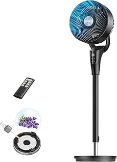 Fan for Bedroom, 2026 Upgraded, 90ft Airflow, 20dB Quiet Fan, 90° Oscillating Standing Fan for Whole Room, DC Motor, 8+H Speeds, 3 Modes, 38-42'' Adjustable Height, 8H Timer, 105° Manual Vertical