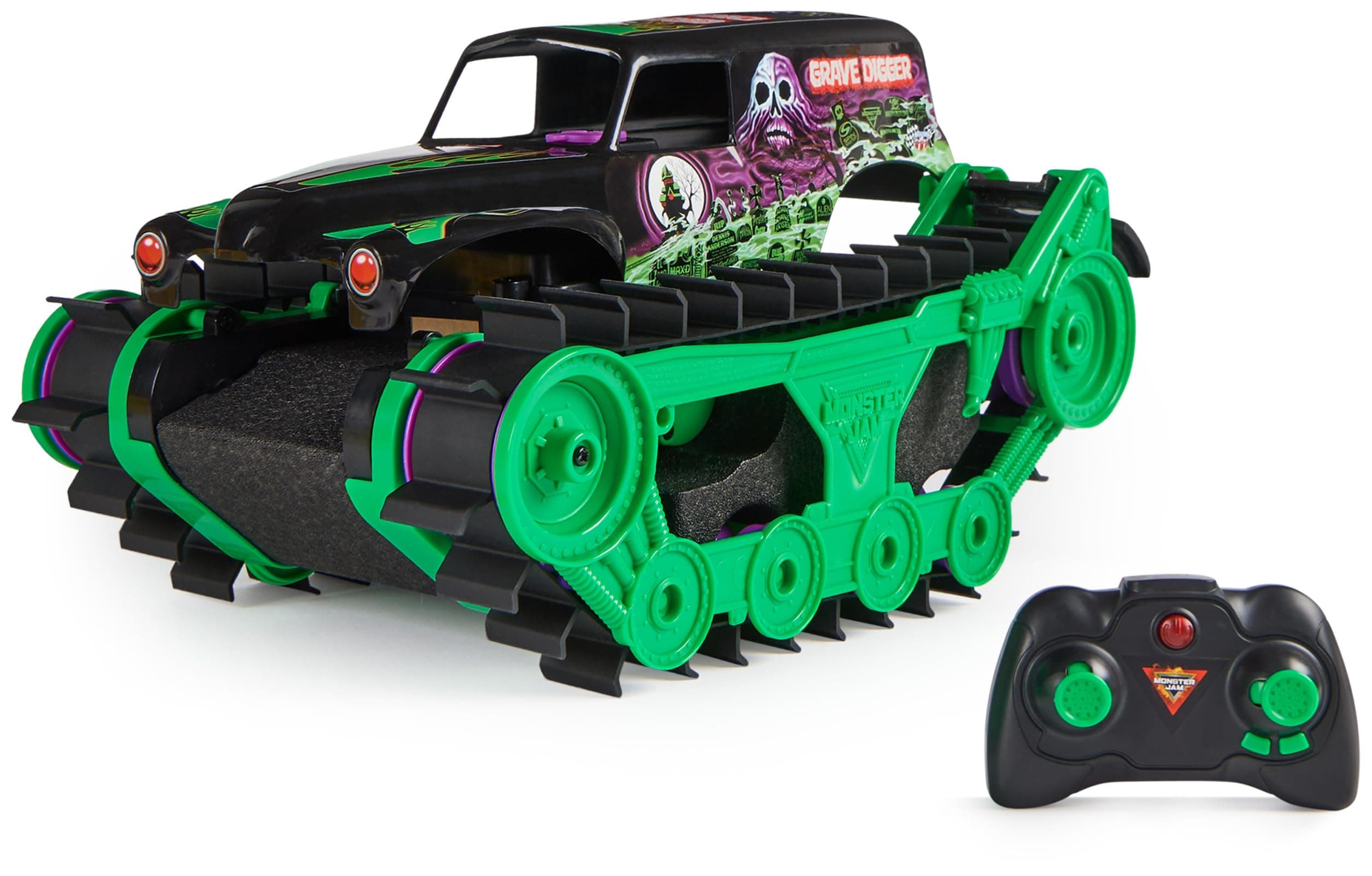 Monster Jam, Official Grave Digger Trax All-Terrain Remote Control Outdoor Vehicle, 1:15 Scale, Kids’ Toys for Boys and Girls Aged 4 and up, Green