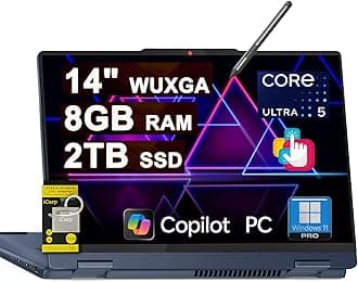 Lenovo IdeaPad Flex 5i 2-in-1 Laptop 14" WUXGA Touch Intel 12-core Ultra 5 225U (Beats Core 7 150U) 8GB RAM 2TB SSD Backlit for Creator Designer Business Professional Win11Pro ICP Hub/Copilot AI PC