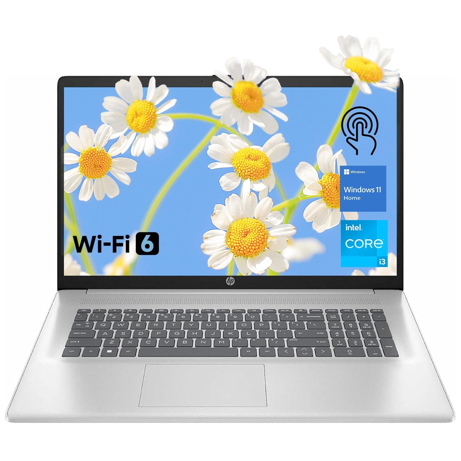 HP 17.3" Touchscreen Laptop for Home, Students, Lifetime Office 365 for The Web, Intel i3 CPU, 8GB RAM, 512GB PCIe + 128GB eMMC SSD, w/Copilot, Webcam Privacy Shutter, Wi-Fi 6, Win11 Home, No Mouse