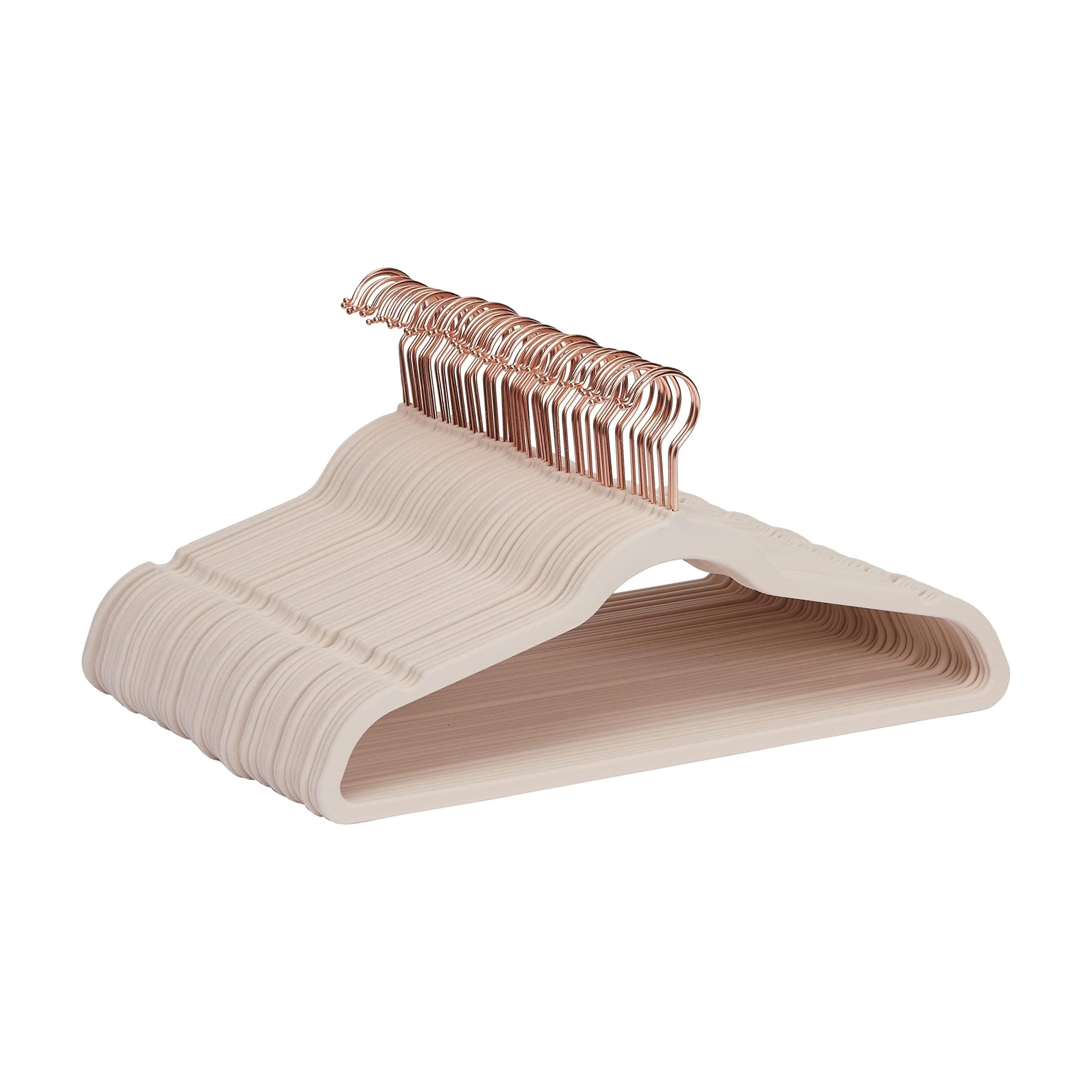 Amazon Basics Slim Velvet, Non-Slip Suit Clothes Hangers, Pack of 50, Blush Pink/Rose Gold