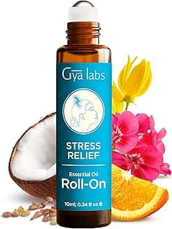 Gya Labs Stress Relief Essential Oil Roll on - Relaxing Gifts for Women & Men, 100% Pure Natural Essential Oil Roller, Blend with Ylang Ylang, Orange, Geranium & Lemongrass, Travel Size (10ml)