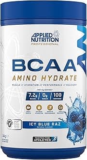 Applied Nutrition BCAA Powder - Branched Chain Amino Acids BCAAs Supplement, Amino Hydrate Intra Workout & Recovery Energy Drink (1.4kg - 100 Servings) (ICY Blue Raz)