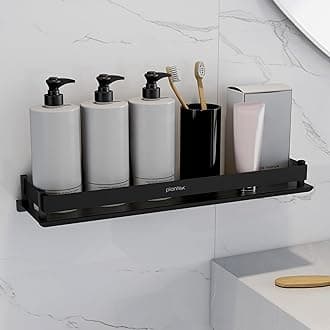 Plantex Stainless Steel Shelf for Bathroom/Multipurose Bath Room Wall Shelf/Bathroom Organiser with Drill (18 x 5 Inch, Black)