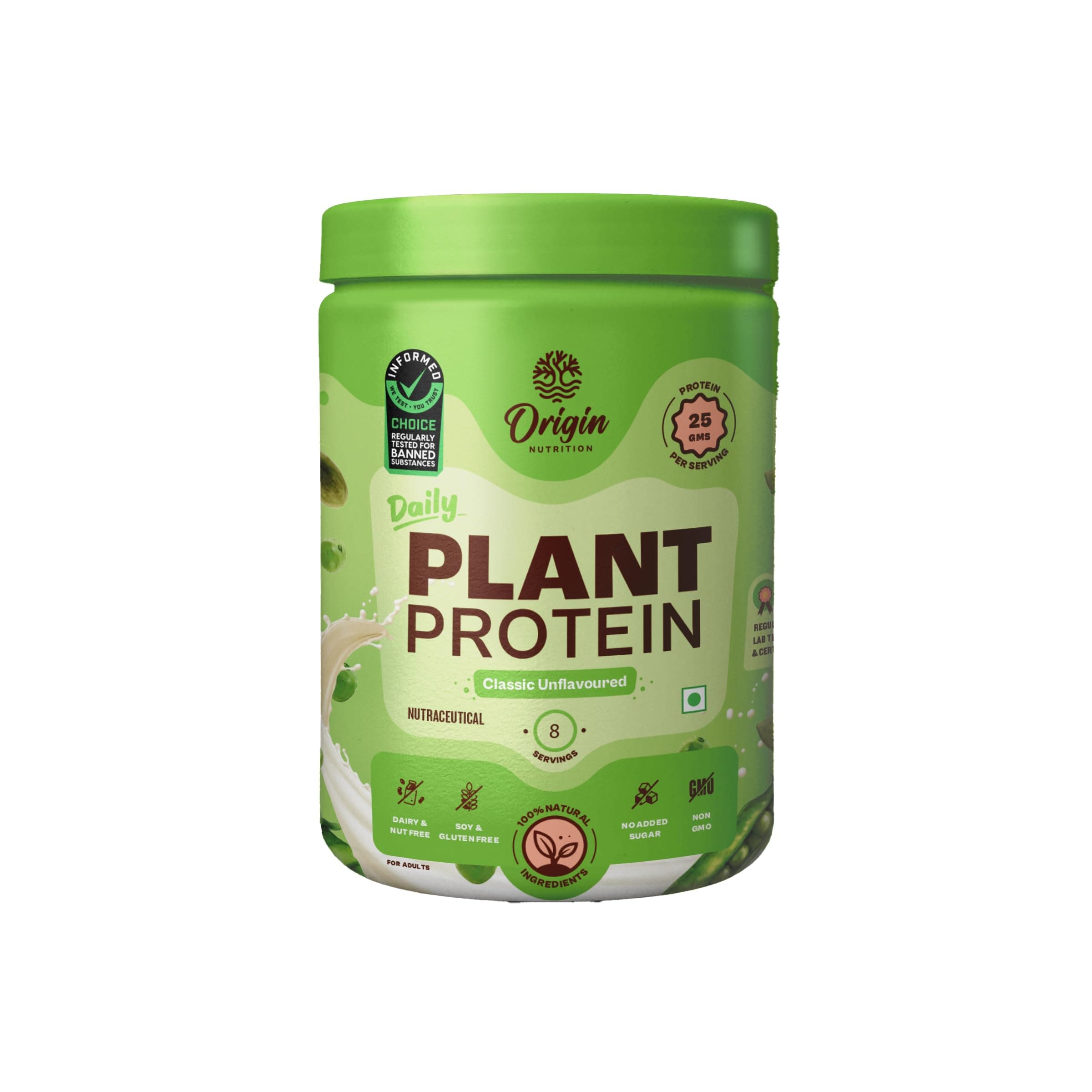 Origin Nutrition 100% Natural Plant Based Protein Powder, Ranked Best Vegan Protein by Independent Scientific Research, Easy to Digest, Unflavoured with 25g per serve Plant Based Protein, No Added Sugar, 260g