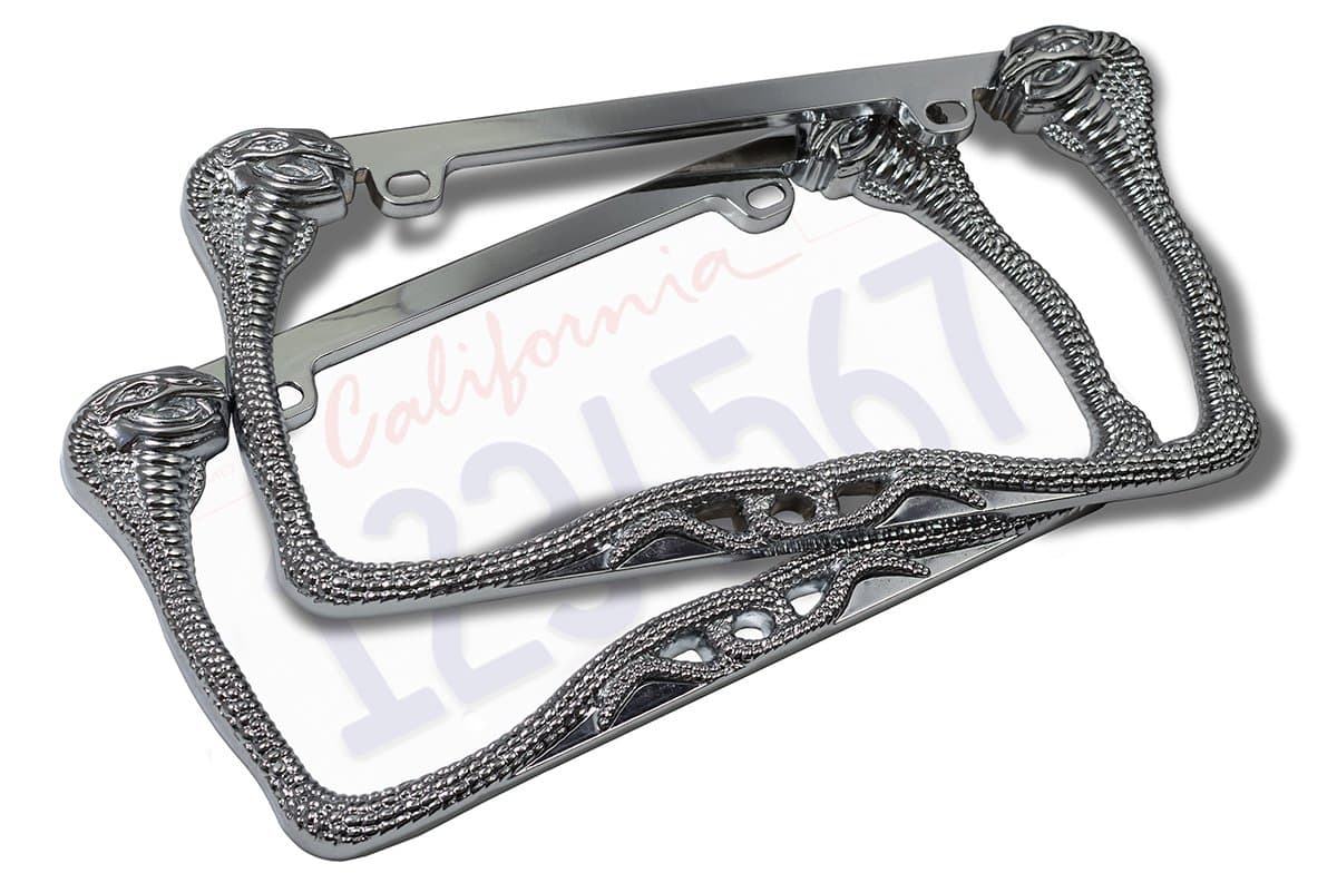 Motorup America Auto License Plate Frame Cover 2-Pack - Cobra Snake Fits Select Vehicles Car Truck Van SUV