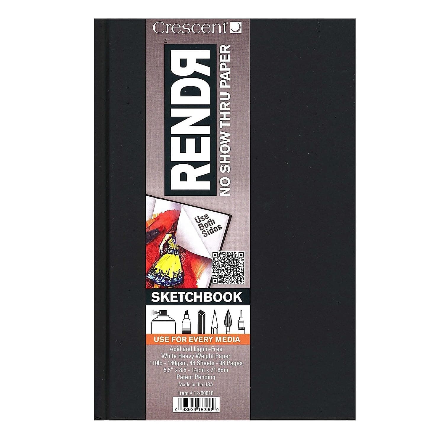 Crescent Creative Products 8.5 11-inch RENDR Hardbound Sketchbook, 8.5" x 11", White, Model:12-00011
