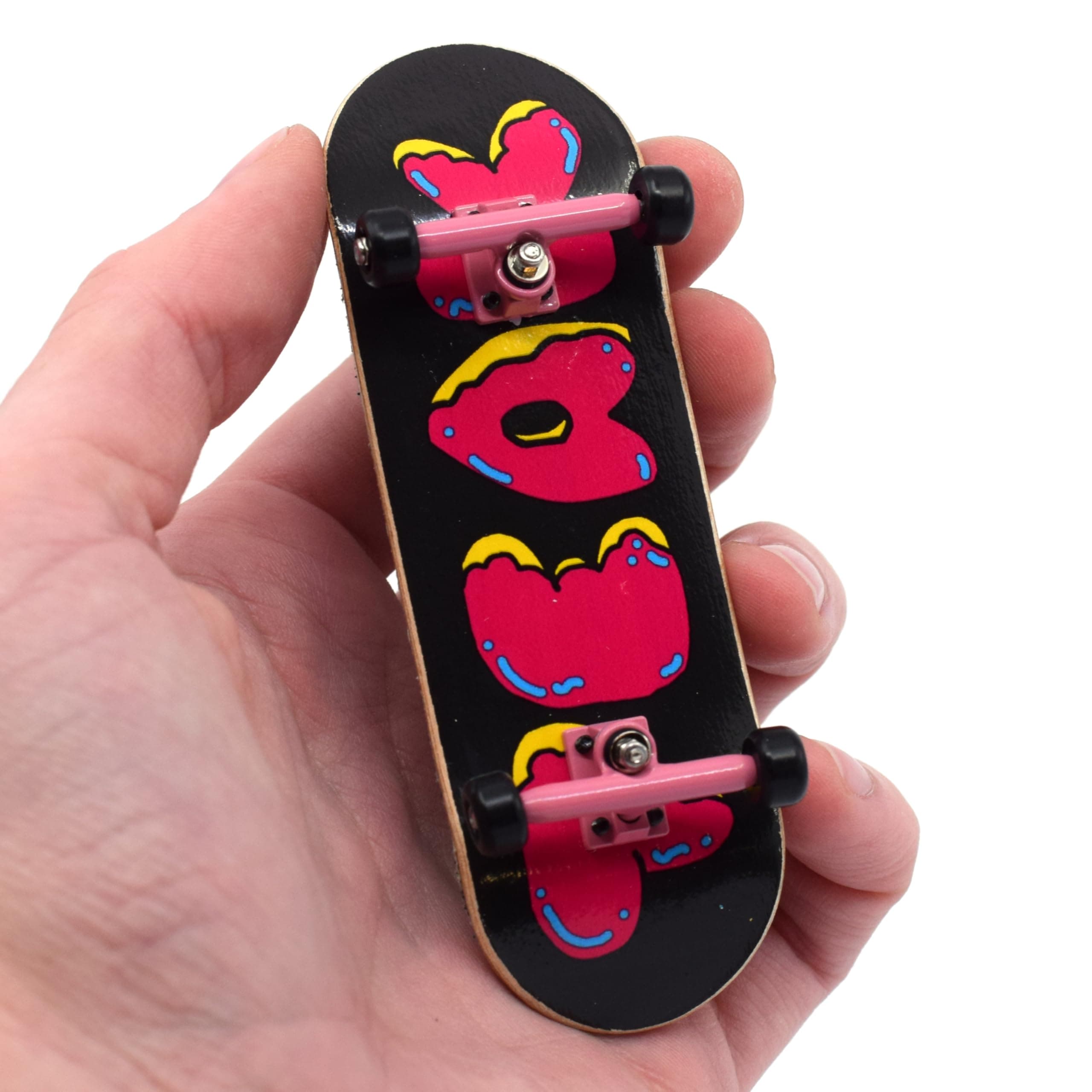 Teak Tuning 32mm Pro Fingerboard Heat Transfer Graphic Complete - Fully Assembled with Pro Level Parts - Pro Shaped Wood Deck (34x97mm), UltraSpin Wheels, Prodigy Trucks - Donut Teak Logo
