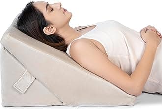 Adjustable 9 & 12 Inch Memory Foam Bed Wedge Pillow for Acid Reflux, GERD, Snoring, Coughing, Heartburn, Back, Leg and Knee Pain, Post Surgery (Cream Color, Standard - 22 x 22 x 12 Inch)