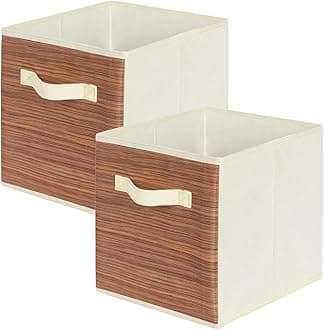 ShellKingdom Storage Bins, Foldable Fabric Storage Cubes And Cloth Organizer Drawer For Closet And Toys, 2 Pack (Light Wood Pattern)