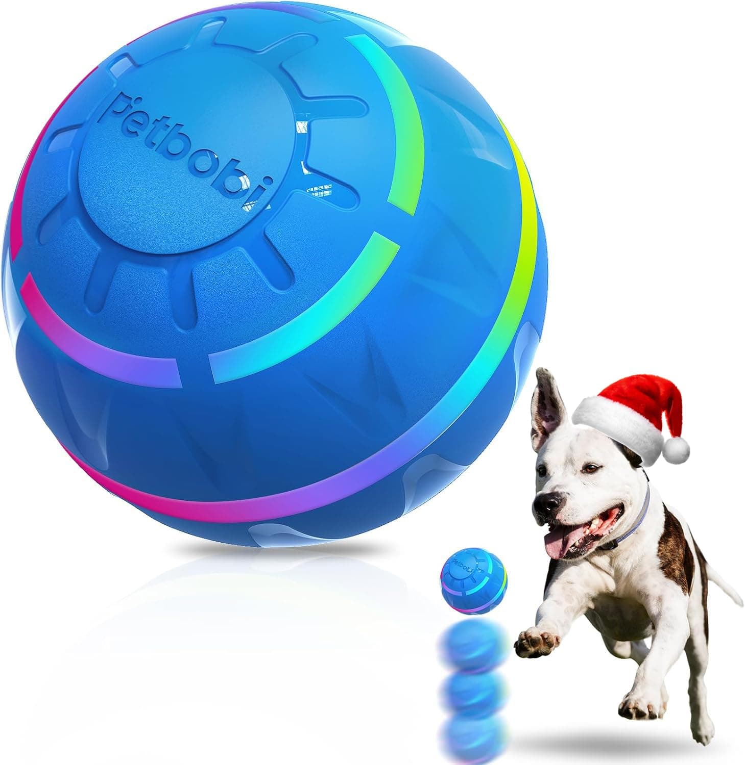 Petbobi Active Rolling Ball for Dogs Interactive Dog Ball with LED Flash Light, Include Self Moving Toys for Medium Large Dogs to Chase and Self Play, USB Rechargeable