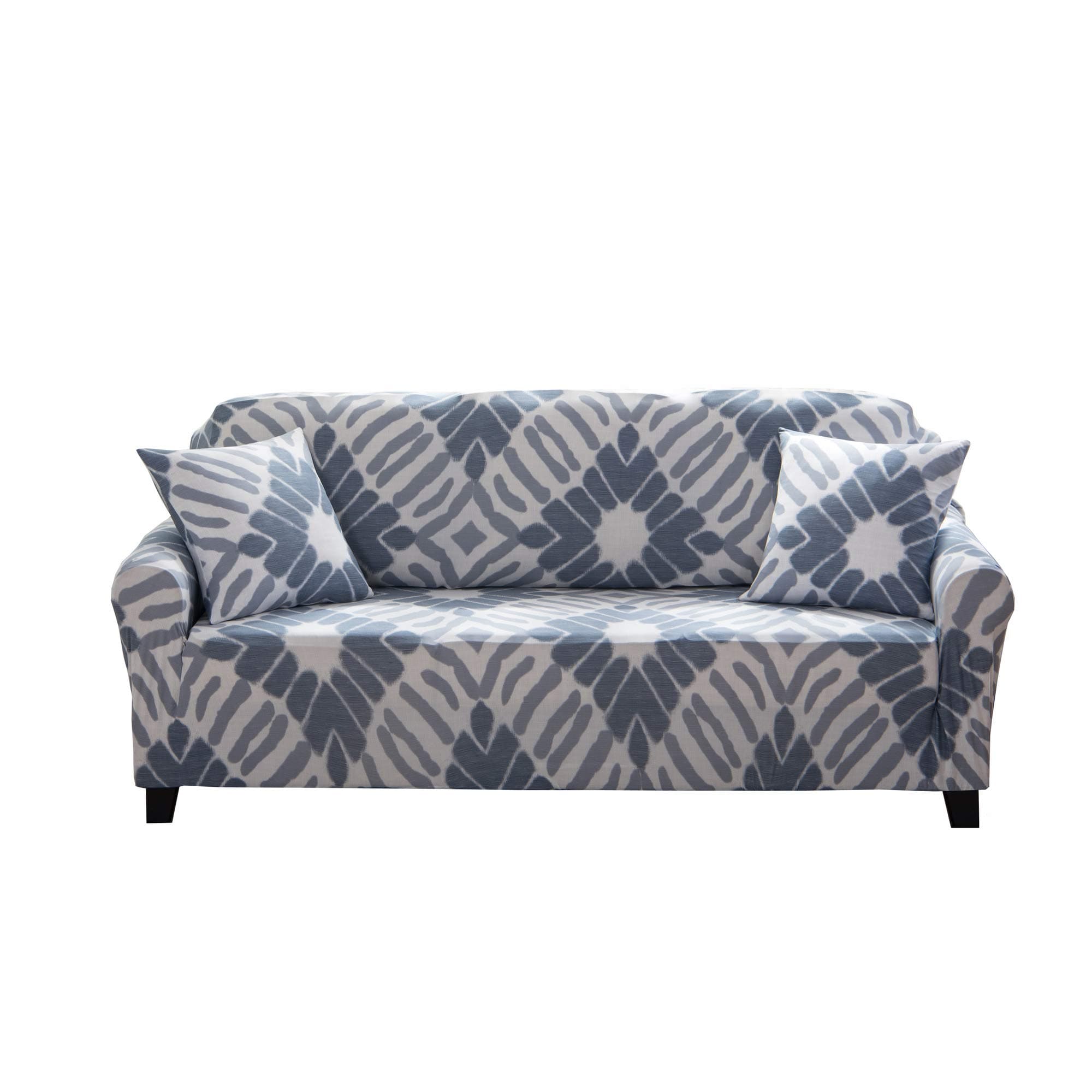 ENZER Sofa Slipcover Stretch Elastic Fabric Flower Bird Pattern Chair Loveseat Couch Settee Sofa Covers 1-Piece Pet Dog Protector (4 Seater, Abstract)