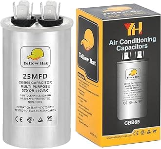 Capacitor for Air Conditioner 25 uf MFD 370 or 440 Volt VAC, Multi-Purpose Round Capacitor-5 Year Warranty