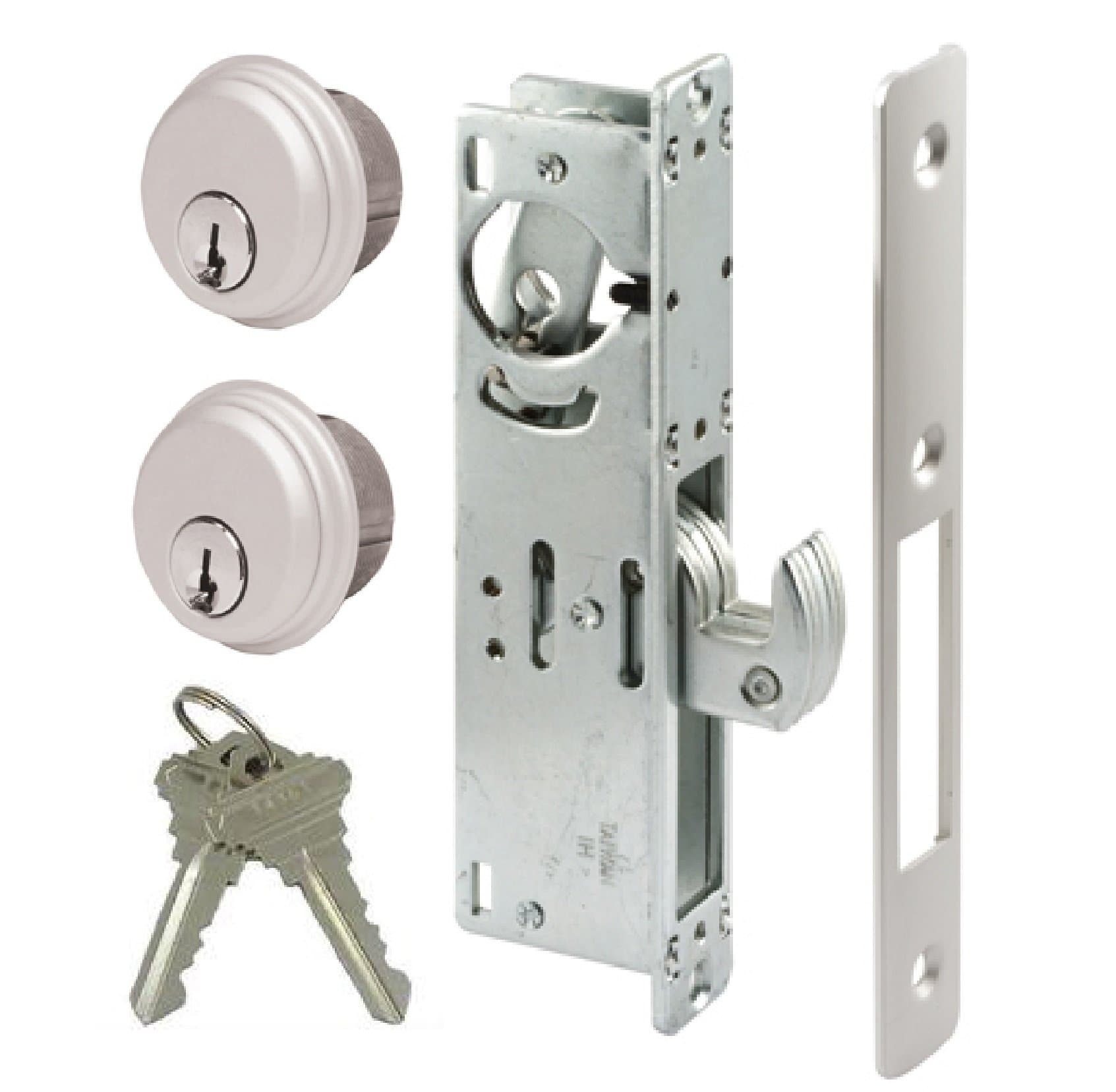 Pacific Doorware Storefront Door Mortise Lock Hook Deadbolt & Double Keyed Cylinder Combo, Adams Rite Cam, in Aluminum (31/32" Backset)