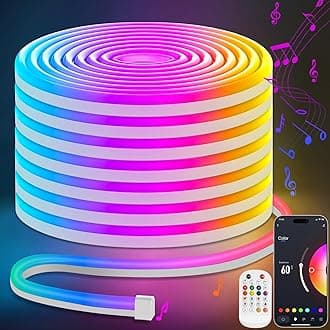 Lamomo LED Tape Light, 10M Dimmable Toned Tube Tube Torchiere Lighting, IP65 Waterproof, High Brightness, Cuttable, Neon Light, Bluetooth App & Remote Control, Music Sync, Light Tape, For Party DIY,