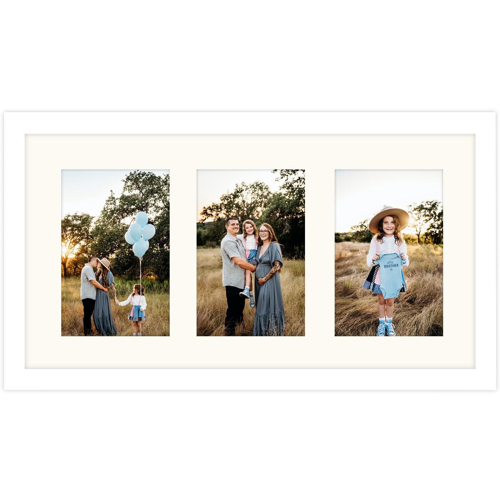 AVEAX 8x15 (20x38 cm) Photo Frame Display Three 4x6 Frames Multiple Photos, White