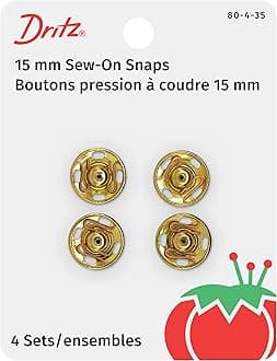 Dritz Sew-On Snaps, Brass, Size 4