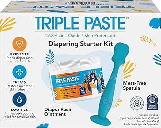 Triple Paste Diaper Rash Cream for Baby & Baby Spatula Bundle - 8 oz Zinc Oxide Ointment and Spatula Treatment, Soothe and Prevent Rash with a Pediatrician-Recommended Hypoallergenic Formula