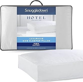 Snuggledown Hotel Side Sleeper Pillow - Firm Box Wall Support for Back & Side Sleepers | Breathable & Non-Allergenic 100% Cotton Cover, UK-Made & Washable (38 x 64cm)