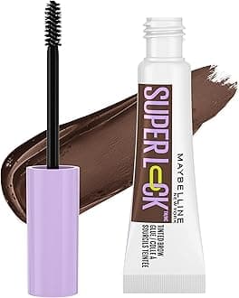 Maybelline Super Lock Brow Glue Eyebrow Gel, Lightweight and Waterproof Tinted Brow Gel For Up To 24HR Hold, Deep Brown, 1 Count