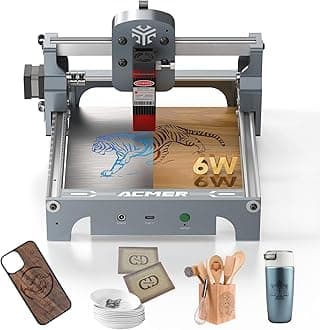 ACMER S1 Laser Engraver for Beginner Mini Laser Engraving Machine for Wood, Leather, Plastic, Laser Class4 (Silver, 6000mW)