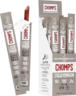 Grass Fed Venison Jerky Snack Sticks, Keto & Paleo, Whole30 Approved, Non-GMO, Gluten Free, Sugar Free, Nitrate Free, 90 Calorie Snacks, 1.15 Oz Meat Stick, Pack of 24