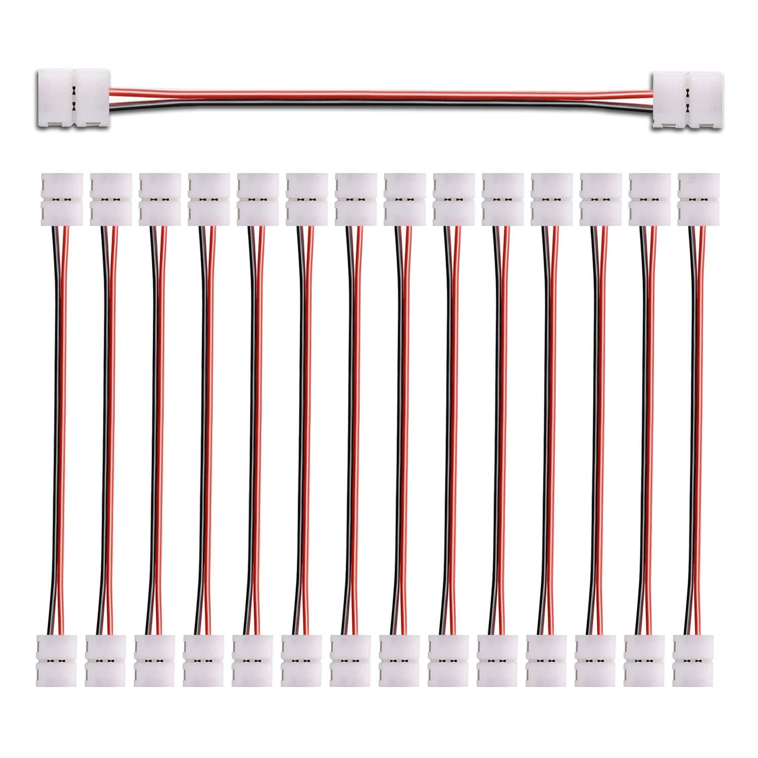 15/Pack LED Light Strip Extension Connector 2 pin 8mm LED Connector Strip to Strip Any Angle Compatible with Single Color SMD 3528 LED Strip Lights