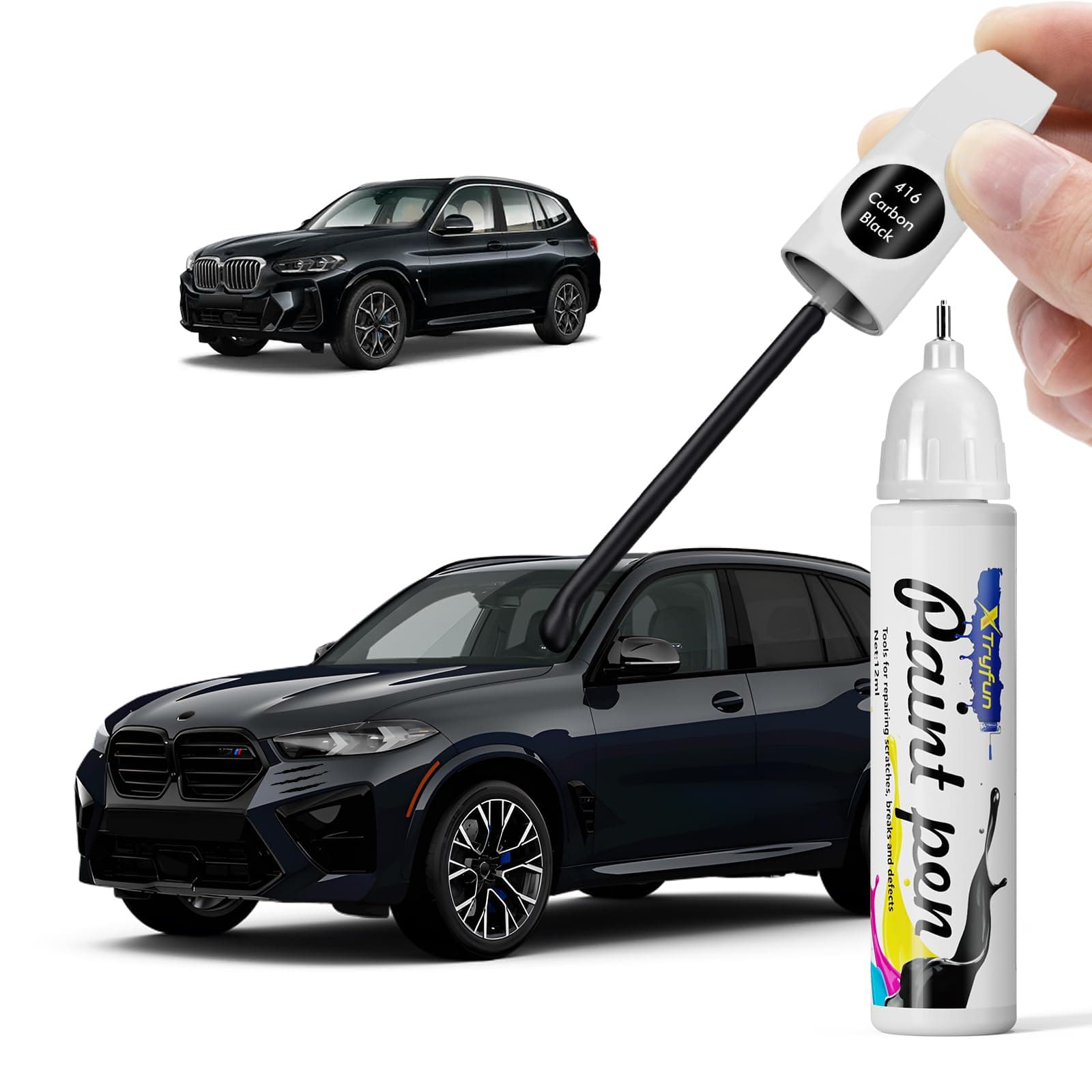 416 Carbon Black Touch Up Paint Compatible with BMW, DIY Car Paint Scratch Repair, Quick & Easy Fix Automotive Scratch Repair for X3/X4/X5/X6/X7/4 5 6 7 8 Series/i7/Z4/M3/M5/M6/M7/M8