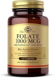 Solgar Folate 1000 mcg, 120 Tablets - 1000 mcg Bio-active Metafolin - Vegan, Gluten Free, Dairy Free, Kosher - 120 Servings