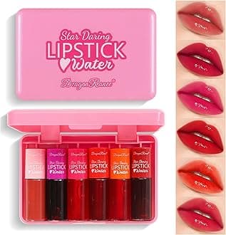 6 Colors Lip Tint Stain Mini Liquid Lipstick,Korean Velvet Lip Gloss Moisturizing,Multi-use Lip and Cheek Tint,Natural Waterproof&Long lasting Non-Stick Cup Lightweight Vivid Color,Pink
